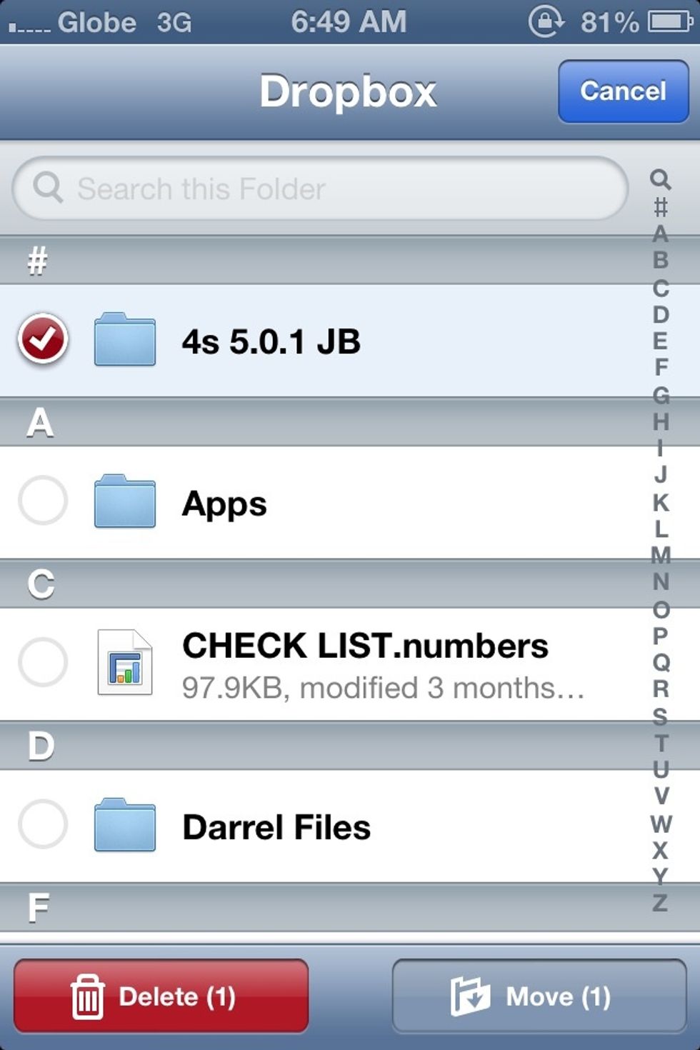 Check the files you want to move.You'll have the ability to move to other folder or delete the file.