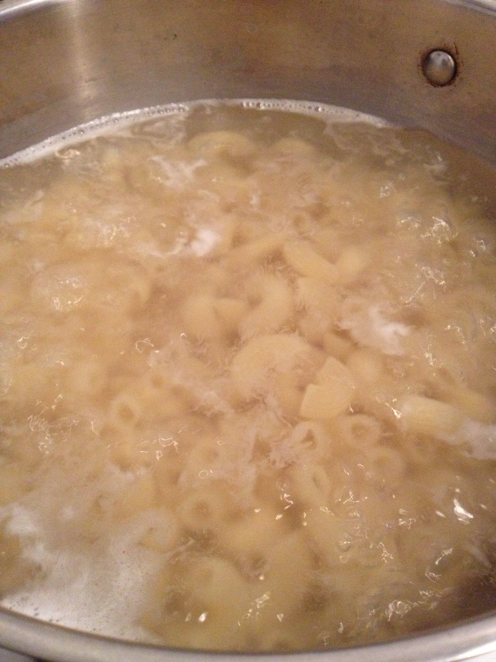 Check the pasta! Depending what brand you are using, pasta should be ready in 5-10 minutes so keep your eye on it! I remove it while it still has bite because it's going to be baked in sauce.