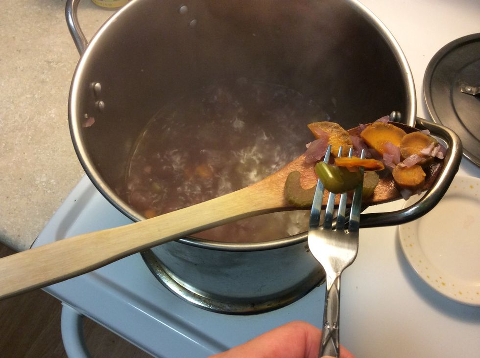 Check the veggies to see if they are soft, these were not yet, so I let it go 10 minutes more