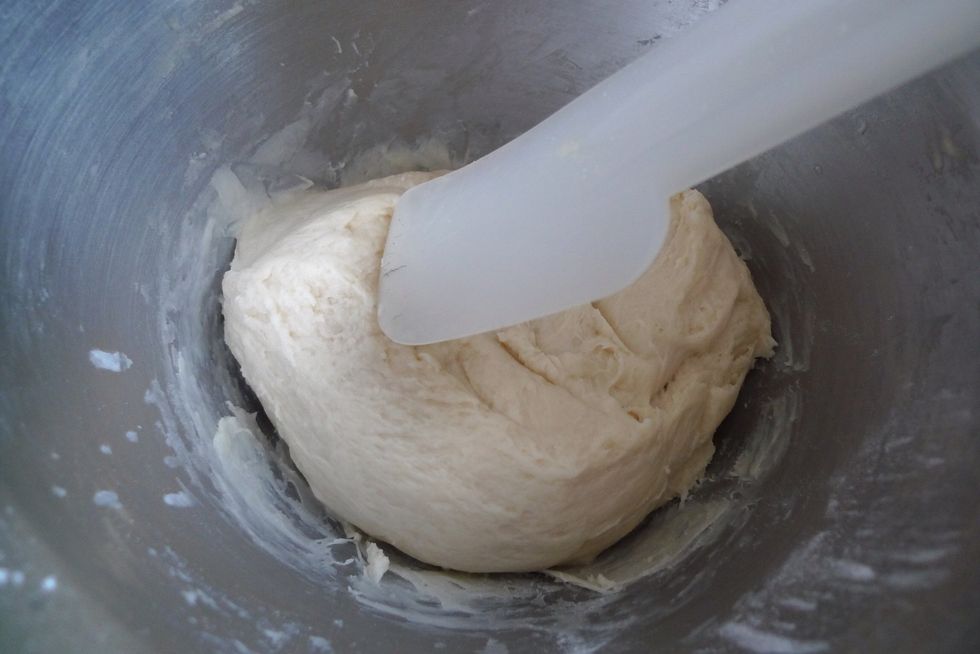 Check to see if a little more flour is needed. The dough should be soft and sticky but not so sticky that it will stay attached to the spatula.