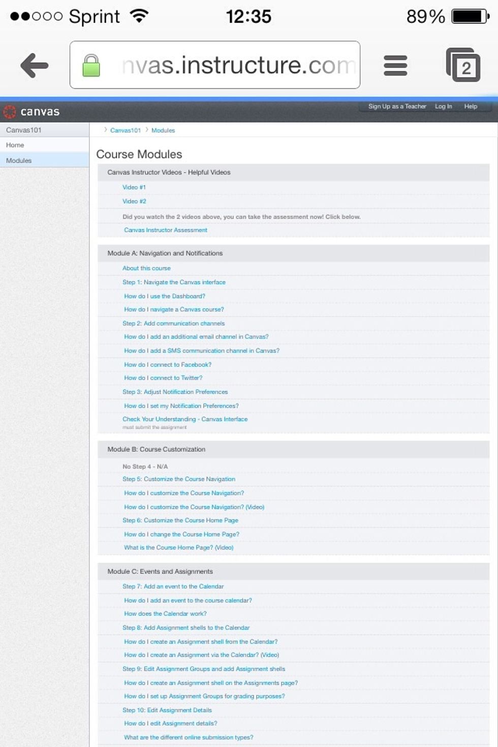 Check your email for login confirmation and now you're ready to start the modules. Sign in and go for it.