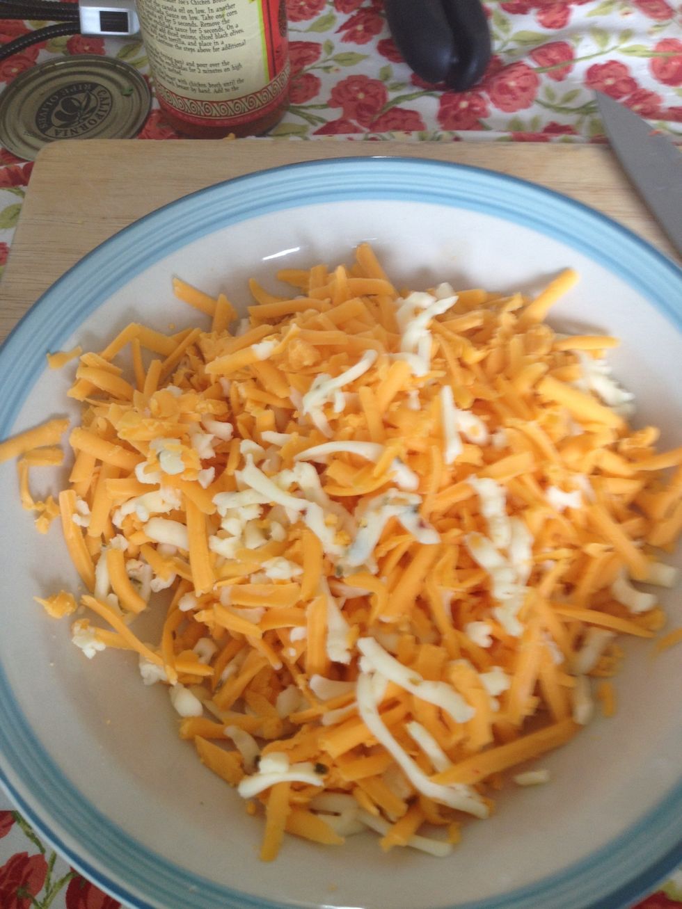 Cheese is grated and ready to go!