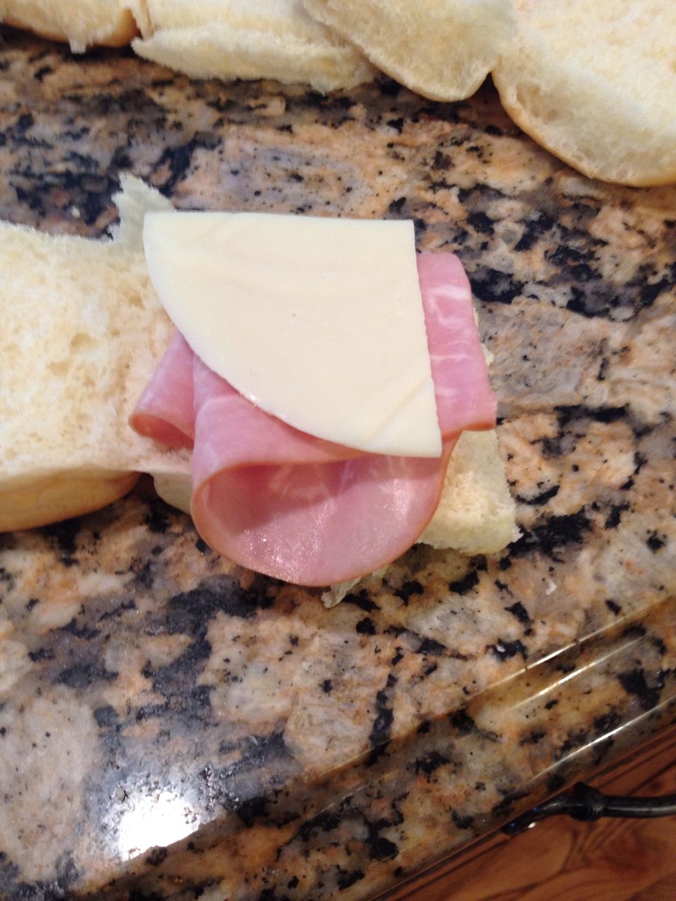Cheese, on top of ham