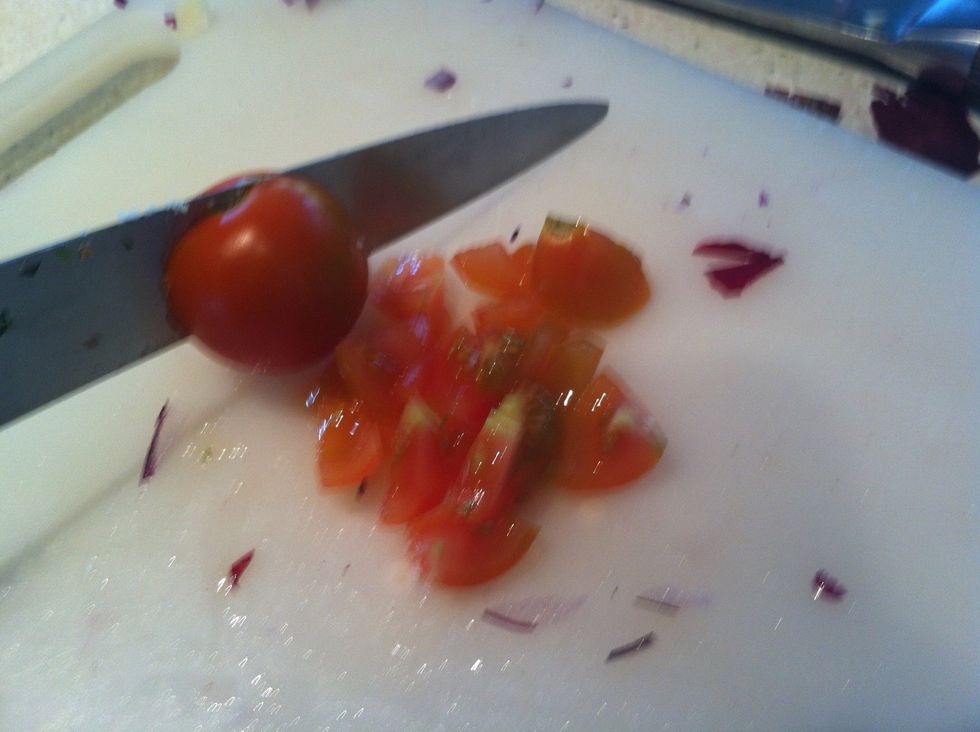 Cherry tomatoes: cut into small pieces.