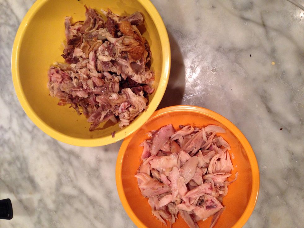 Chicken meat removed from bones