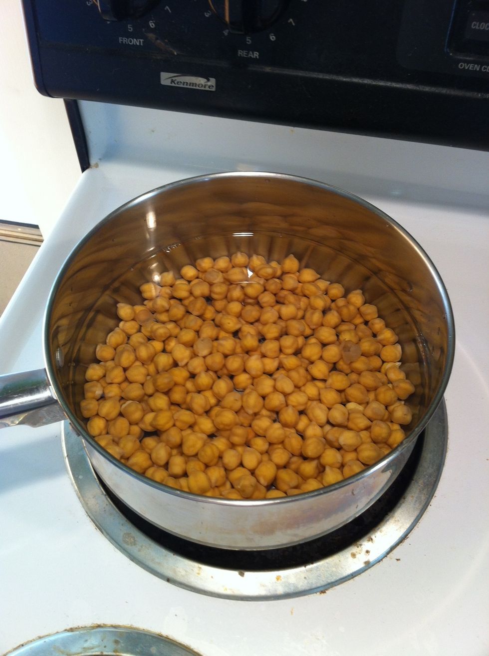 Chickpeas and 4 cups water in a large pot