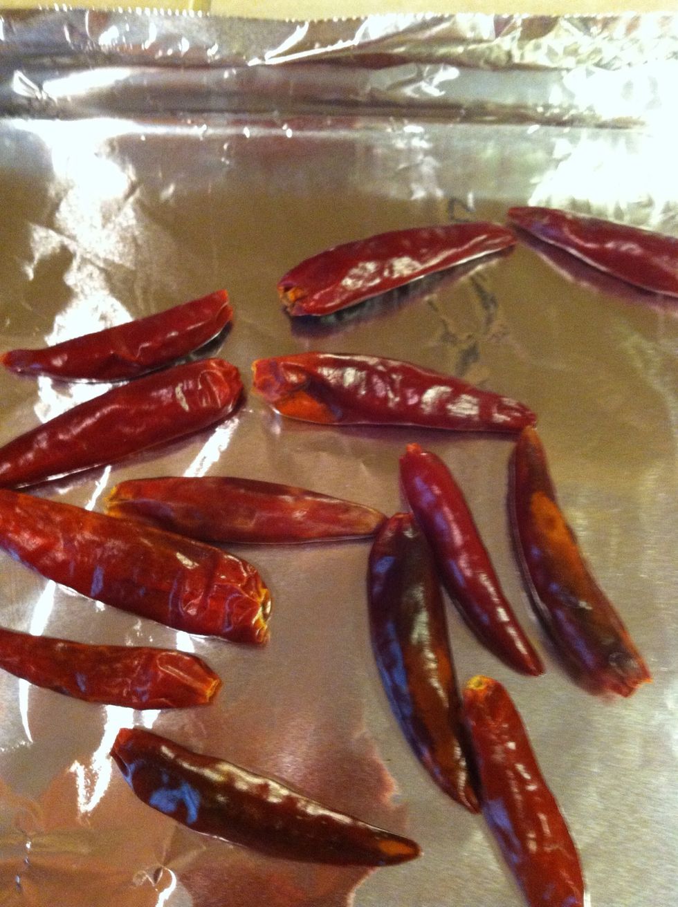 Chiles are broiled. Take them out.