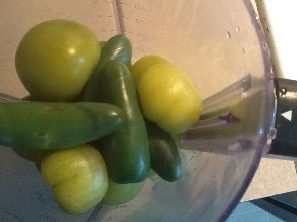 Chilies and Tomatillos In the blender