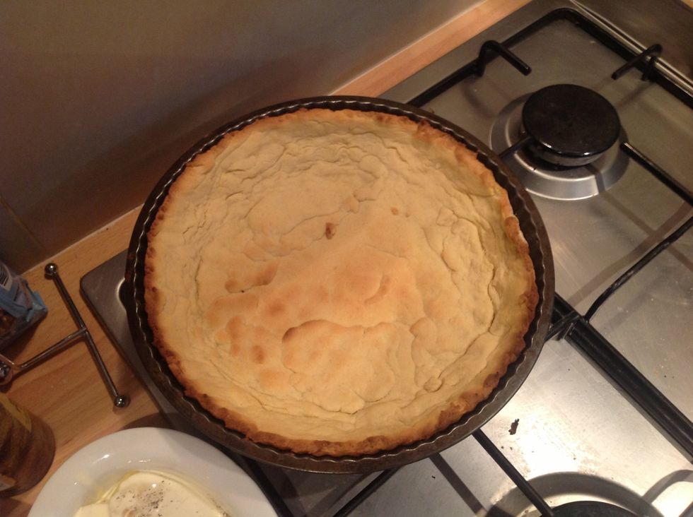 Chill the pastry for 10 mins and then blind bake at 170 for 10 minutes until golden firm and golden, leave to one side