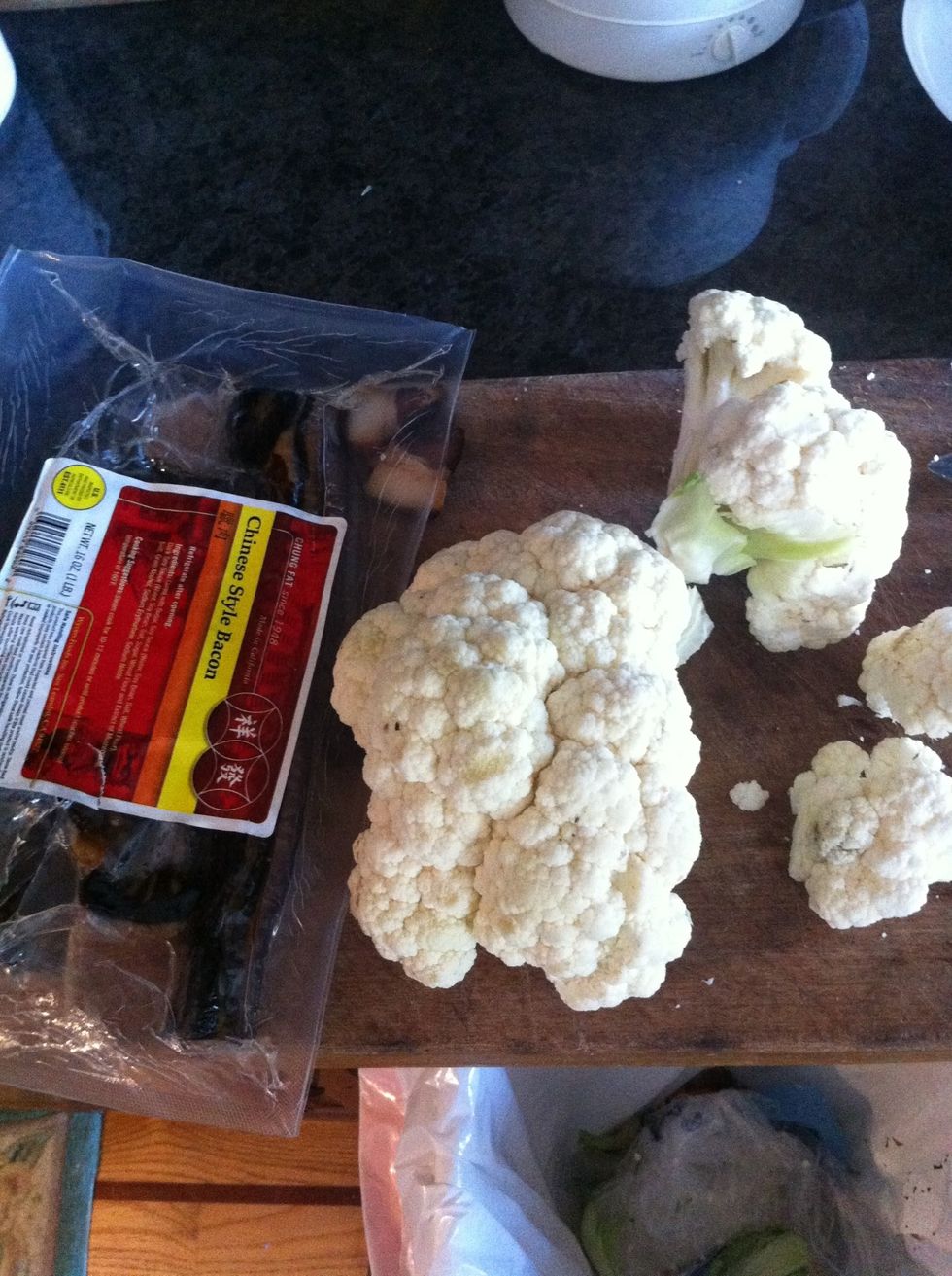 Chinese style bacon and cauliflower