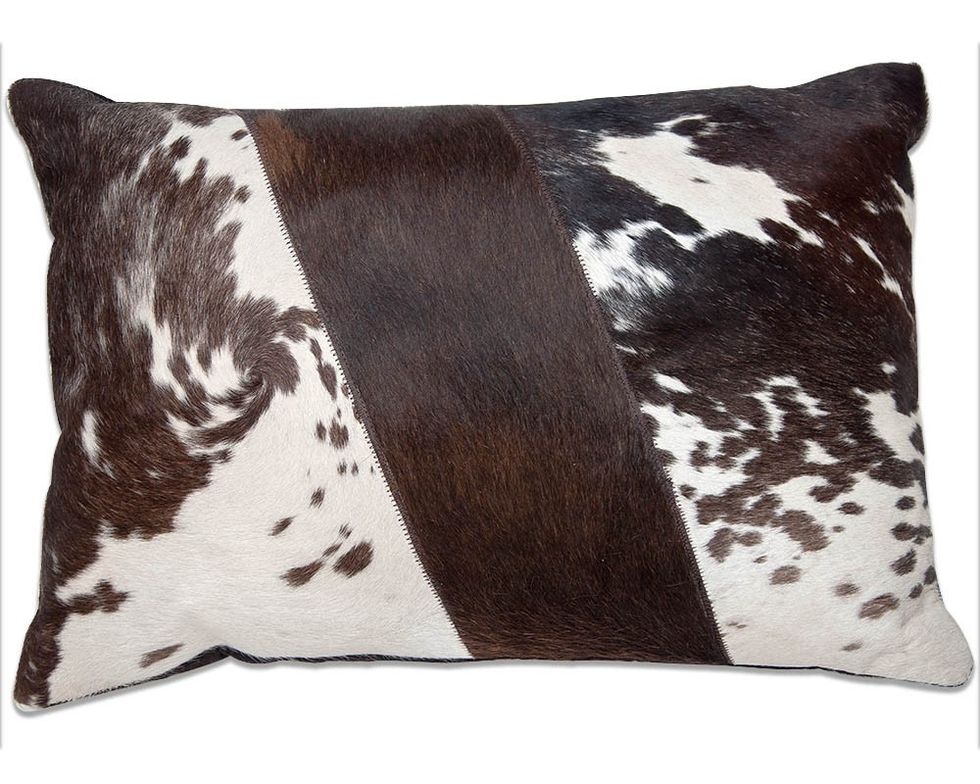 Chocolate Brown And White Ripple Imported Hairon Leather Cushion Cover, Shop Now:- https://www.maddhome.com/hairon-leather.html
