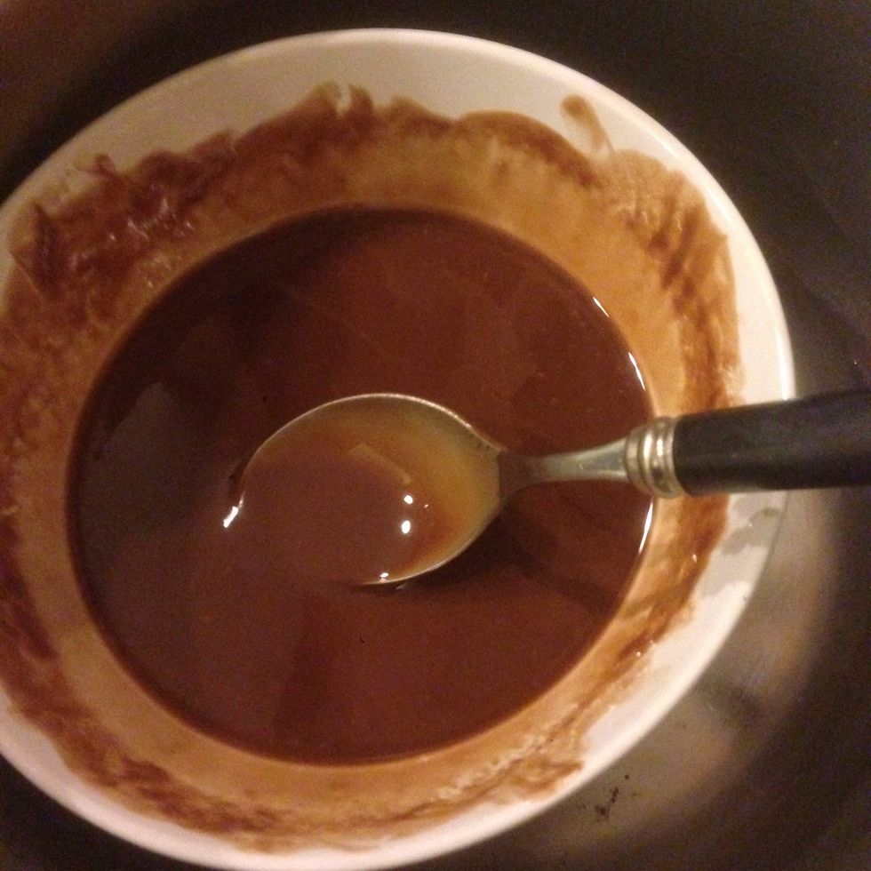 Chocolate has to be silky and gleaming.  Add the 1-2 tbsp of truffle oil