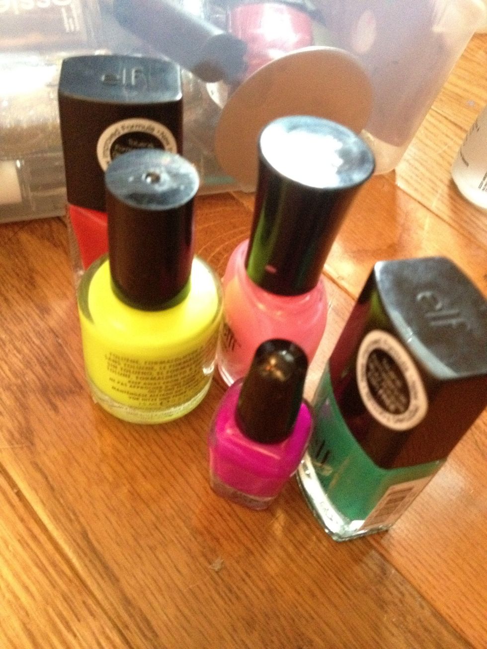 Choose 5 neon colors! (Elf; Smokin Hot & Teal Blue, Sally Girl; EH1052, Nina Ultra Pro; Solar Flare, & Confetti; First Kiss.)