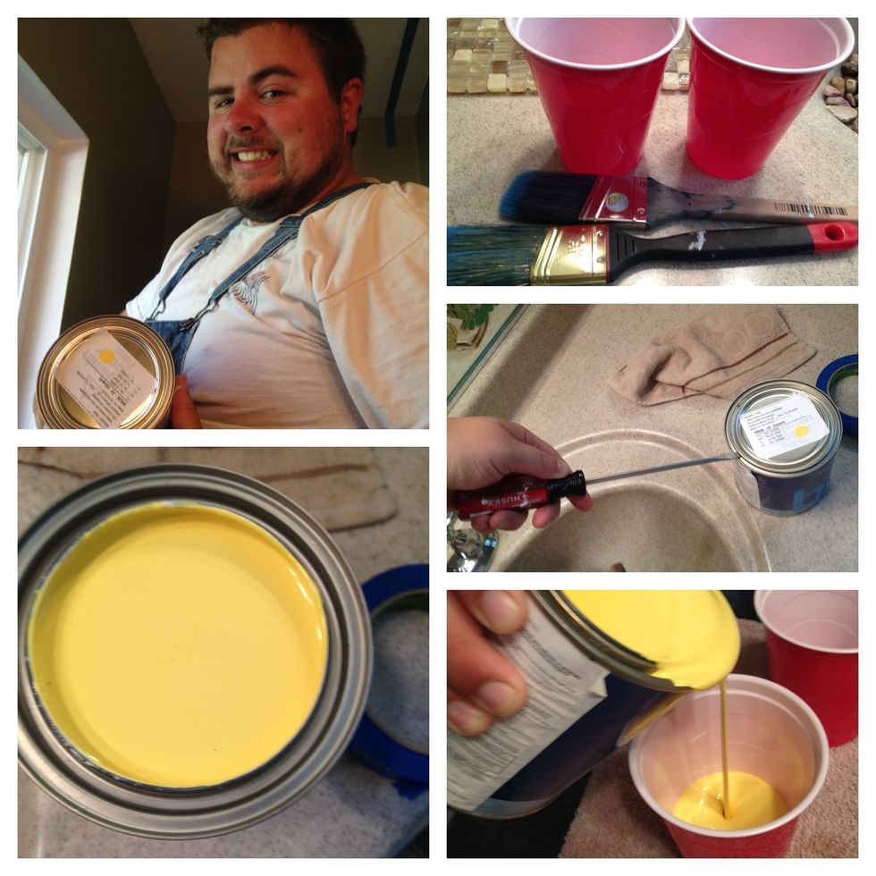 choose a BOLD color, shake well, use a screwdriver to pry open can, carefully pour into a plastic cup, and wipe the can of excess with a paint brush!