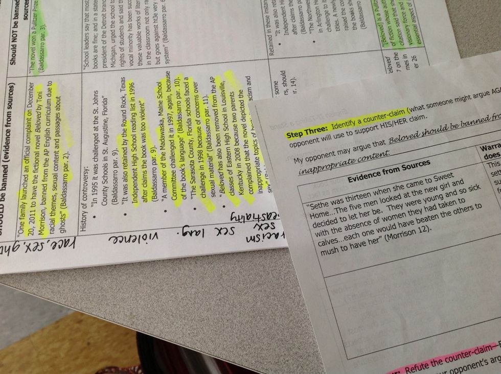 Choose a DIFFERENT color highlighter and highlight "Step 3: Identify a Counter-Claim" on your prewriting sheet. Then, highlight all evidence supporting your counter argument in that same color.