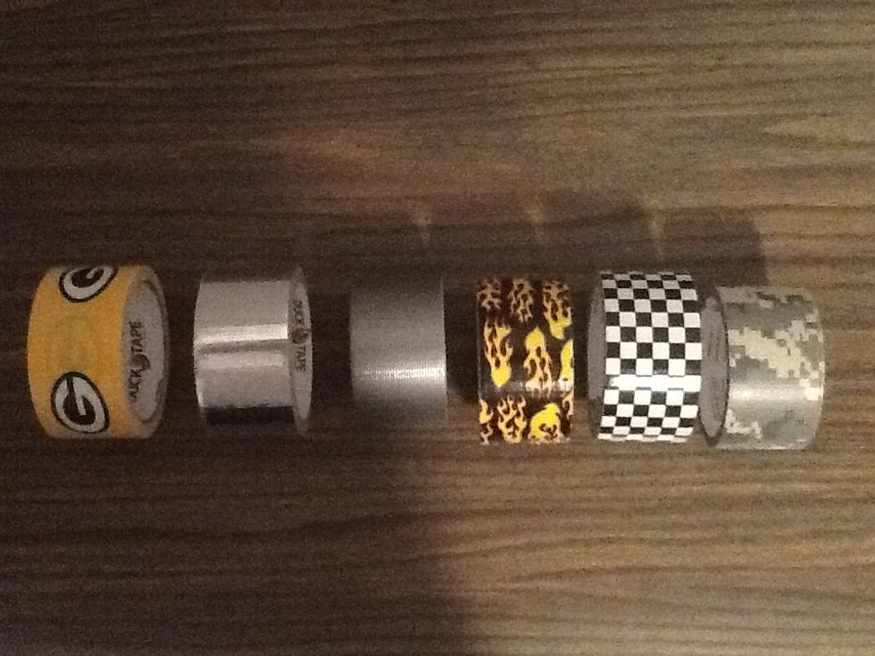 Choose a favorite color or just plain grey Duct tape or raid Wal-Mart of its Duct tape rack for a variety. These are just some examples.