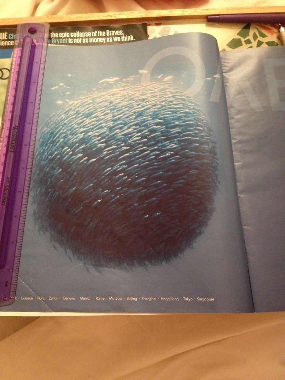 Choose a magazine and a page to work with. I choose pages with blocks of solid colors that I like to get at least a handful of matching beads.