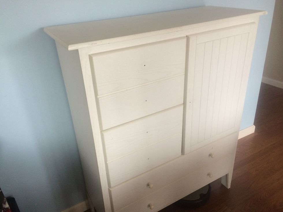 Choose a piece of furniture that you love but is dull. Remove knobs and wipe down.