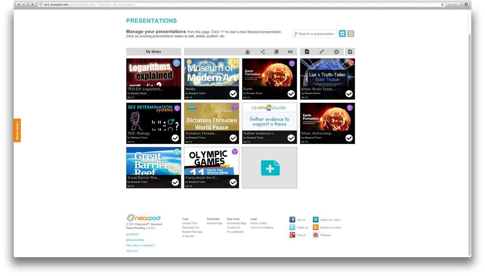 Choose a presentation from your library to edit or create a new one using the Nearpod Content Tool.