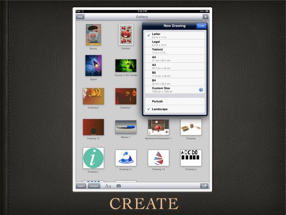 Choose a SIZE then tap CREATE.