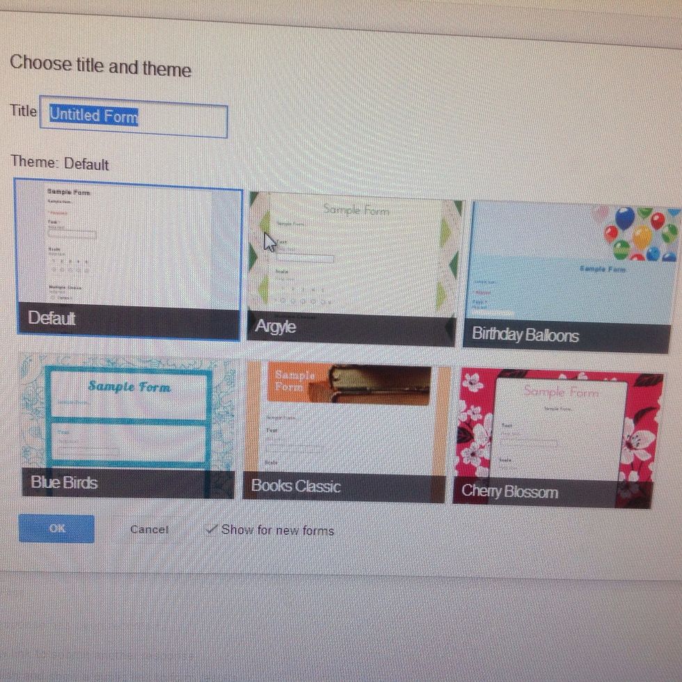 Choose a template to use to create your quiz , test or assignment.