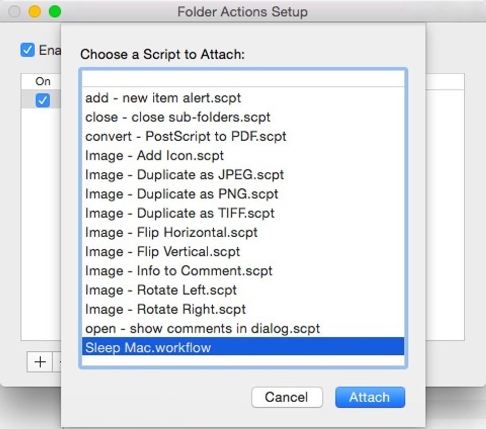 Choose action to associate with the folder.