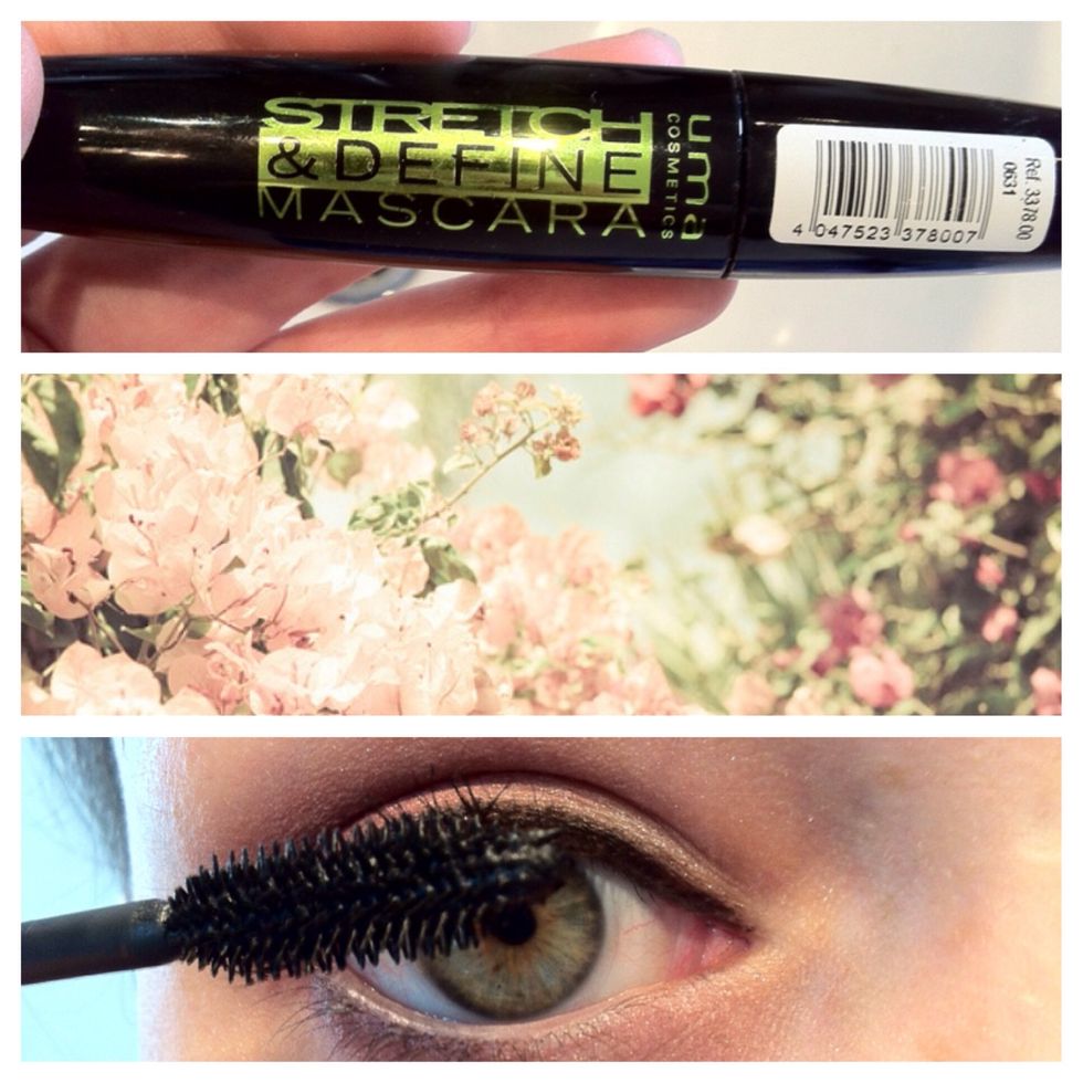 Choose any mascara you want and brush through your lashes. You can curl them or add fake lashes, if you prefer. I just used mascara.