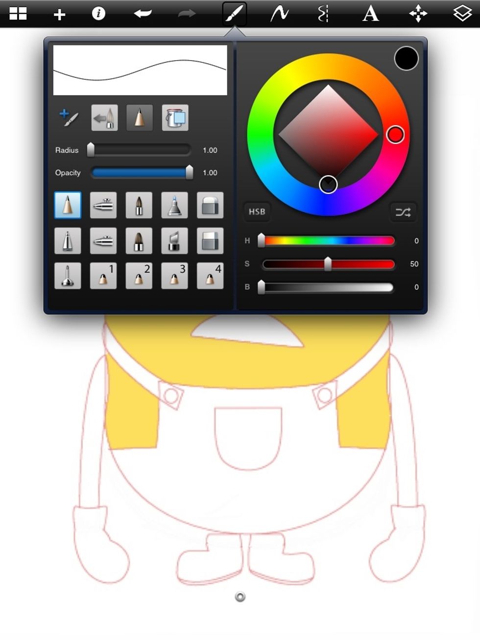 choose black and the smallest tip of pencil and draw teeth