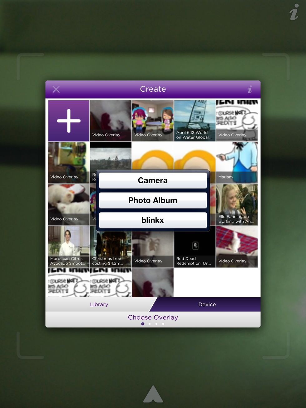 Choose camera to take a video or photo album to choose an existing video
