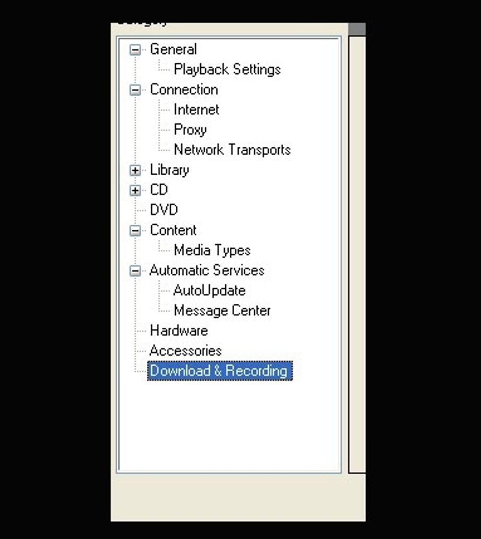 Choose "Download & Recording" at the bottom of the left pane.