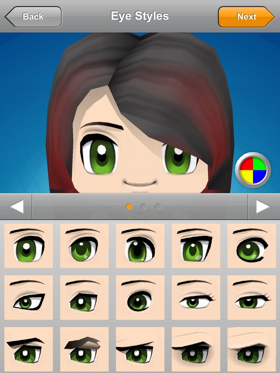 Choose eye color and shape.