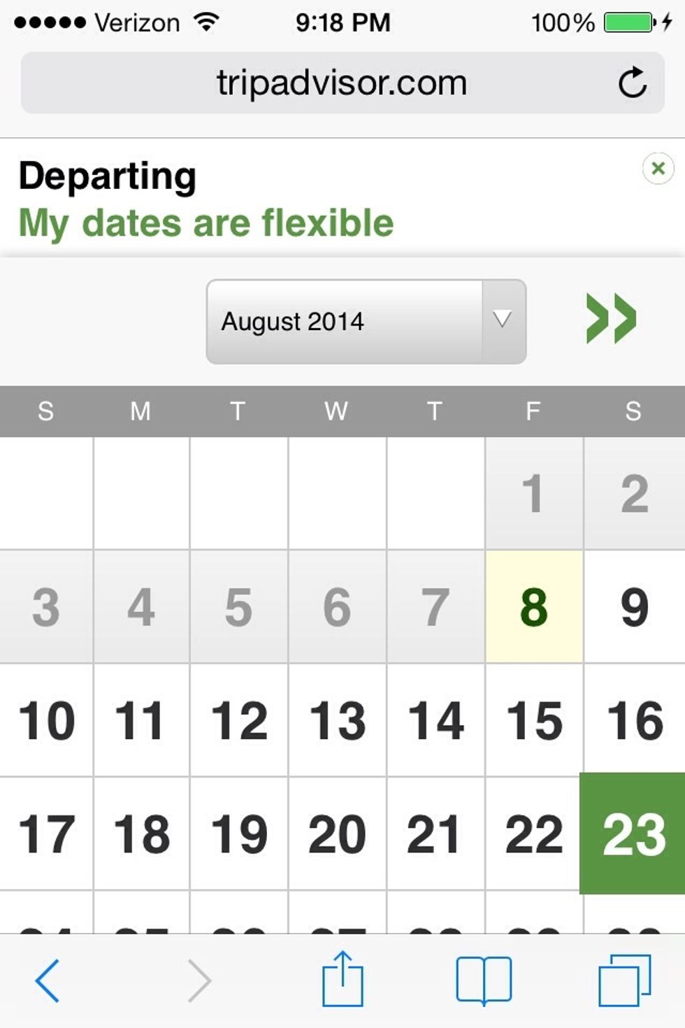 Choose "My dates are flexible" at the top of the screen.