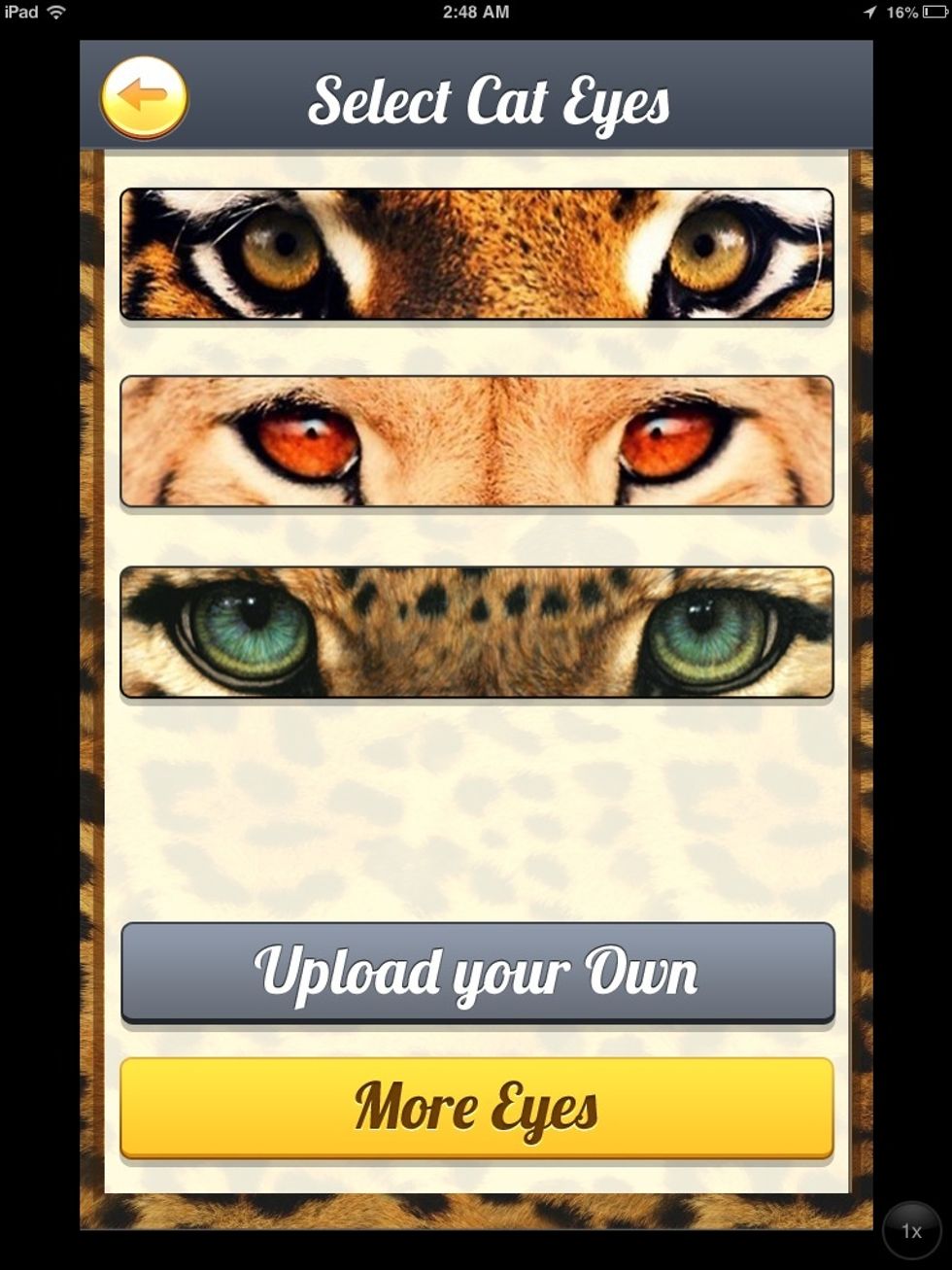Choose one of those three eyes. Btw there's a pro version with a bigger selection of eyes. You can also upload your own.