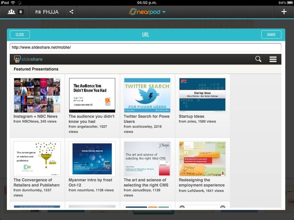 Choose the cloud based service where your own presentations are stored. We suggest Dropbox, Slideshare or Google Docs.