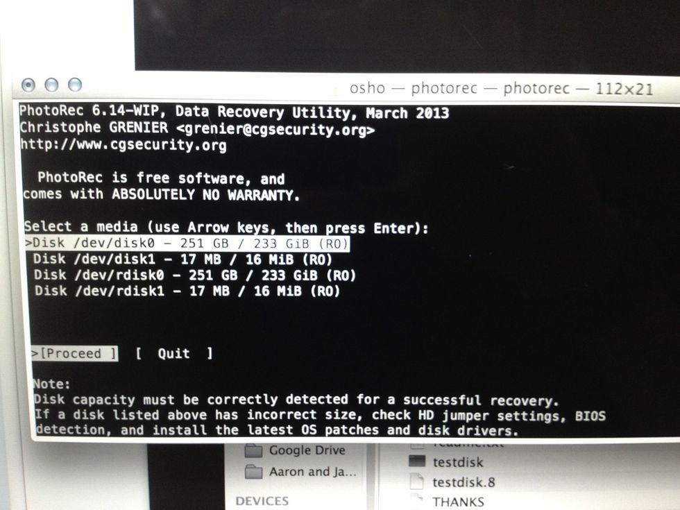 Choose the disk you want to recover