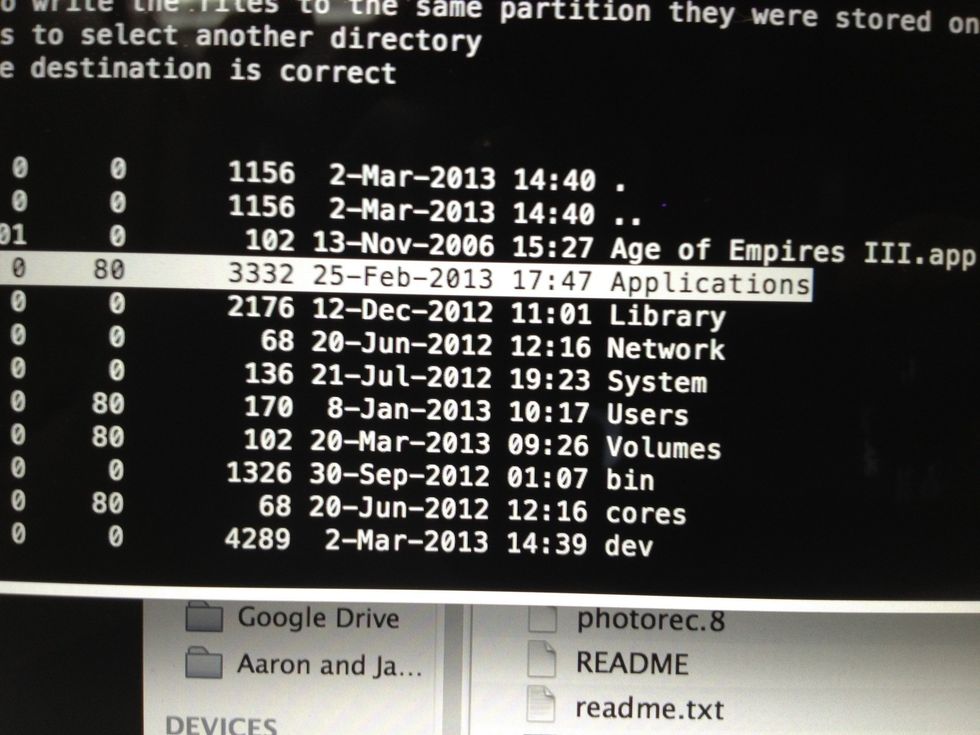 Choose the folder u want to get recovered as press c when your ready to recover