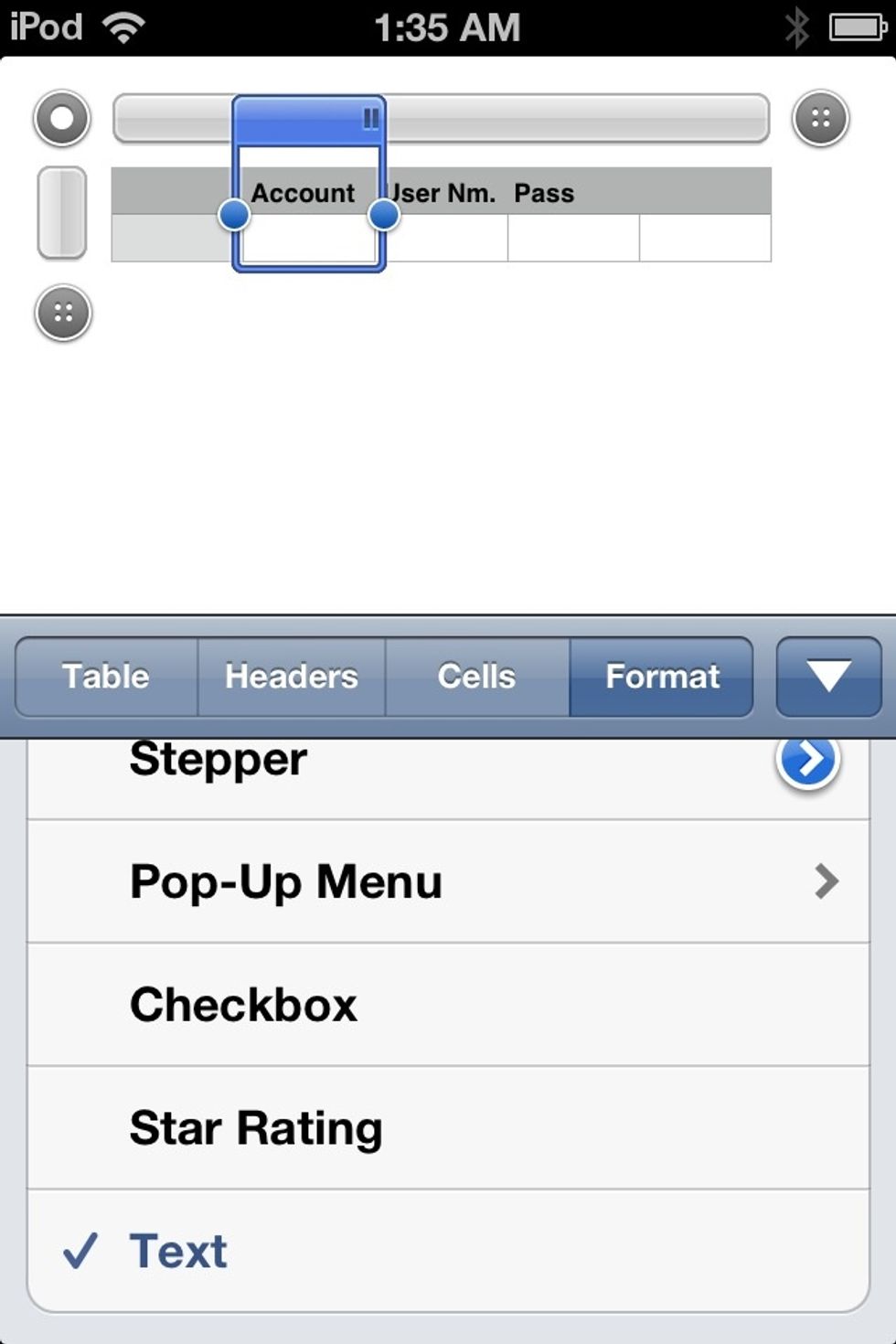 Choose the FORMAT tab and scroll down to the bottom of the list to TEXT.