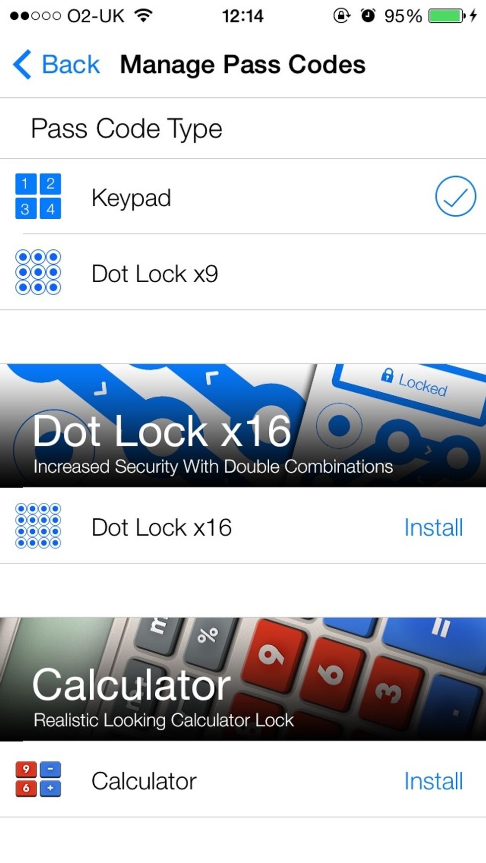 Choose the lock type you'd like to set. The default is 'Keypad'. Tap on your chosen lock.