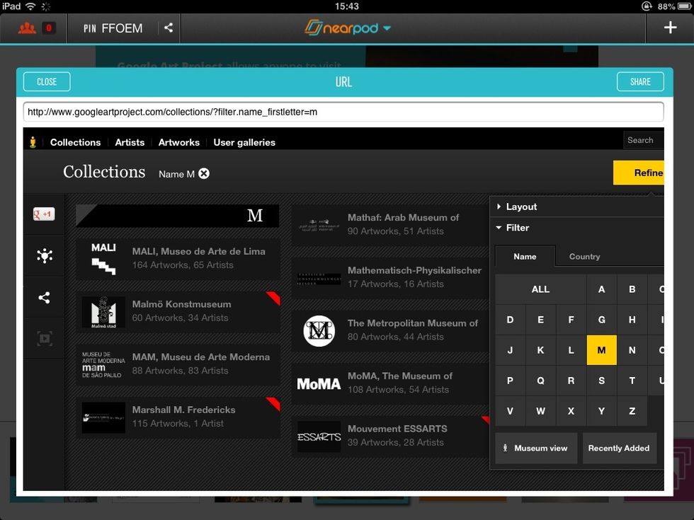 Choose the MOMA from the displaying list of collections.