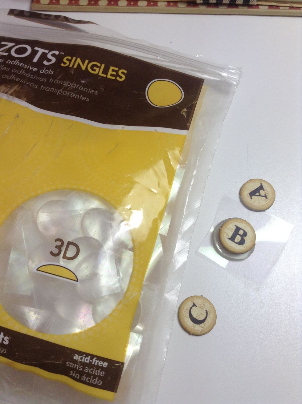 Choose this A B C chipboards and adhere them to 3D adhesive dots.