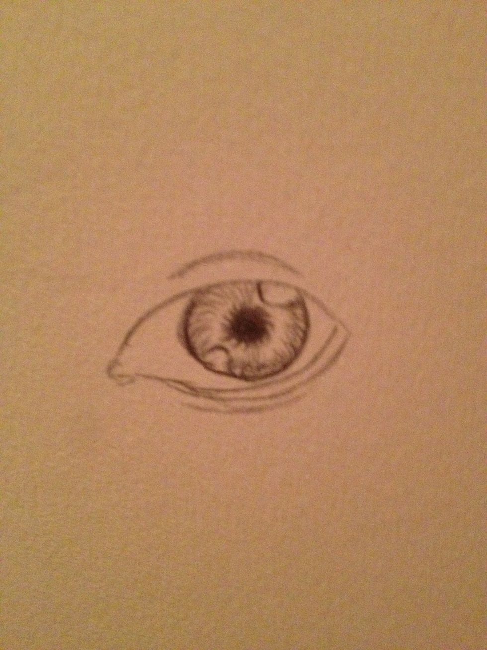 Choose where to highlight the eye. Leave those parts all white. And if TE highlight isn't in the pupil fill it in. Then draw curved brush stokes around the pupil and the outside of the coloured part.
