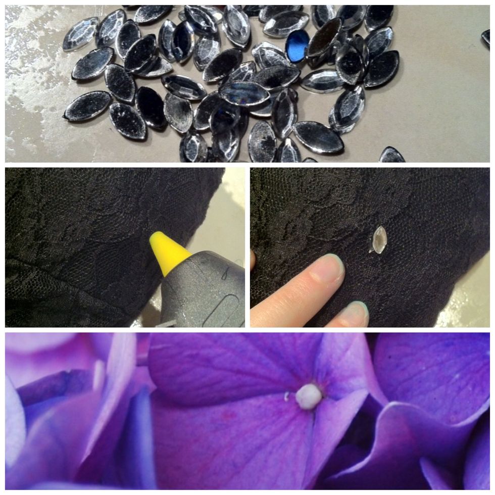 Choose where you want to glue on your rhinestones.