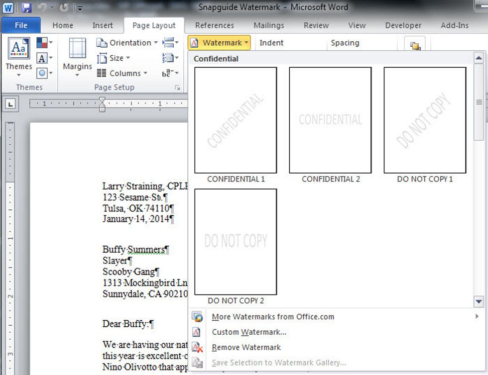 Choose whether you want to install a pre-defined watermark or your own personal text or logo.