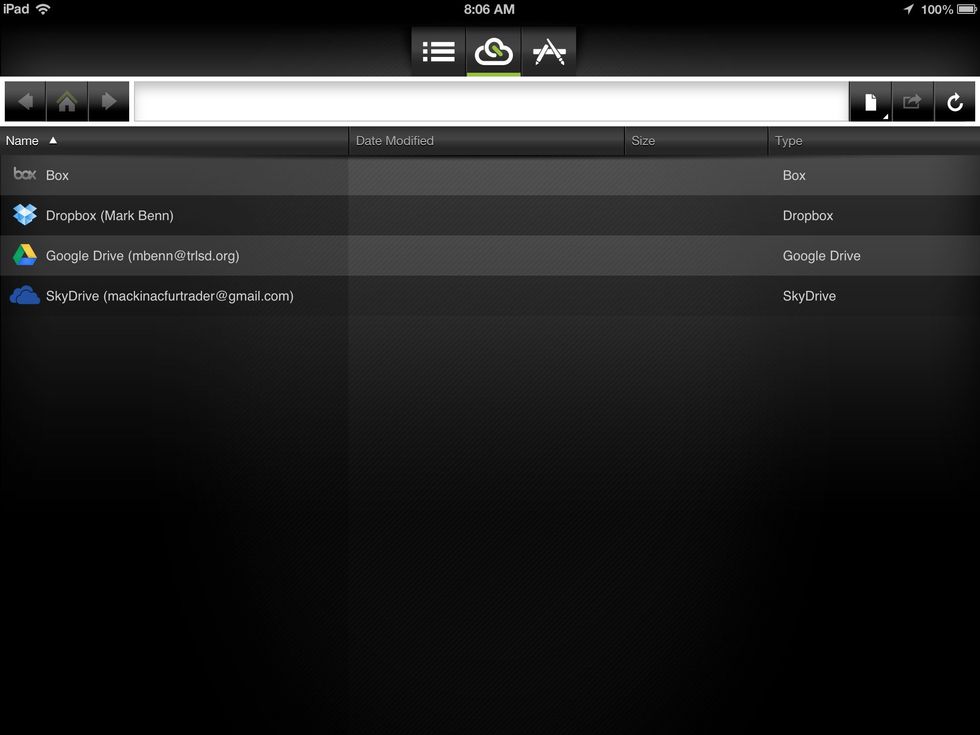 Choose which storage account you're going to use. I'm going to use Google Drive as an example. Using Dropbox and Skydrive will work similar to Google Drive.
