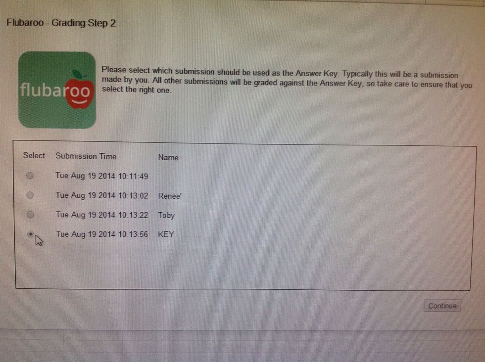 Choose your answer key and click Grade Assignment..