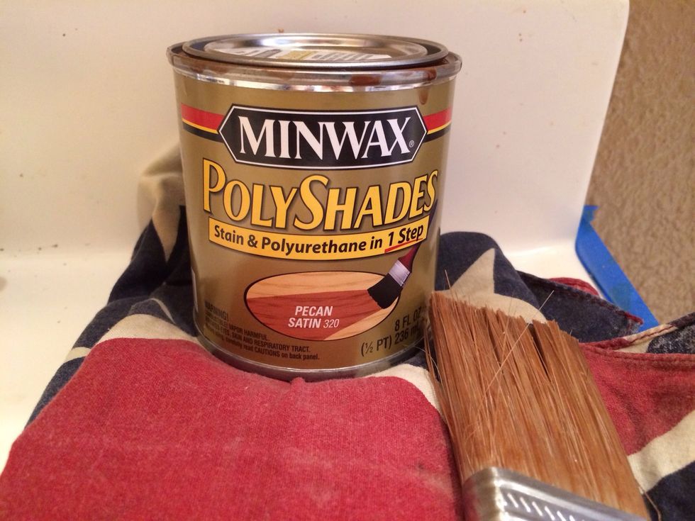 Choose your color; here are my choices of stain and brush. I like a natural honey color.