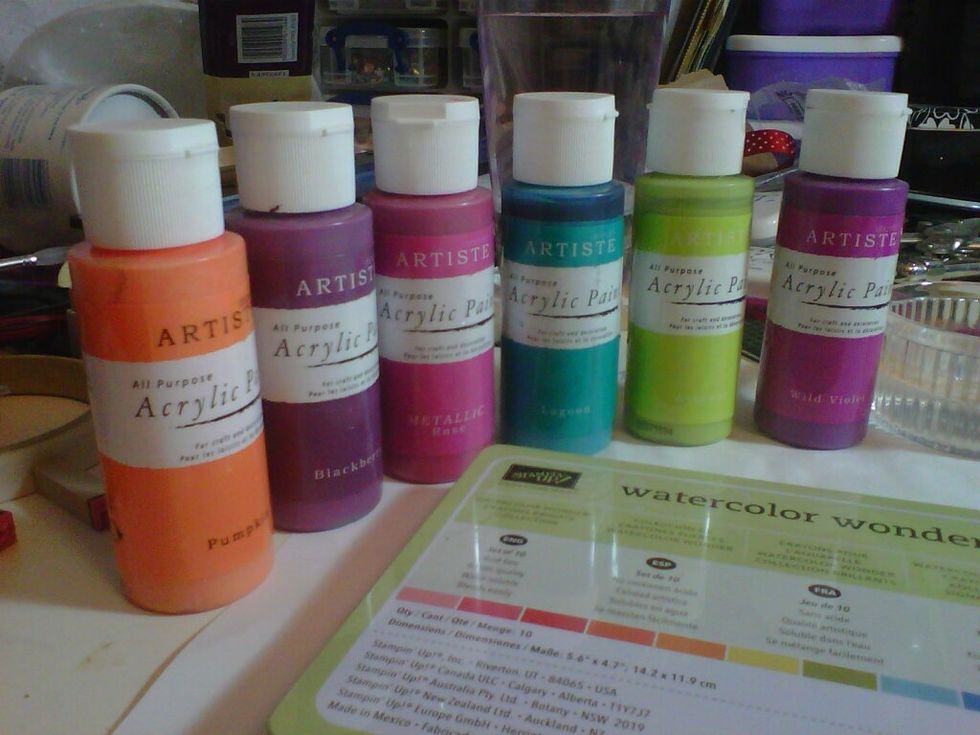 Choose your colours - I've gone with bright watercolour crayons and acrylic paint