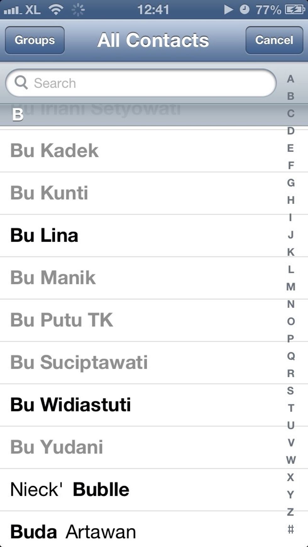 Choose your contact. Contacts with email address will be bold.