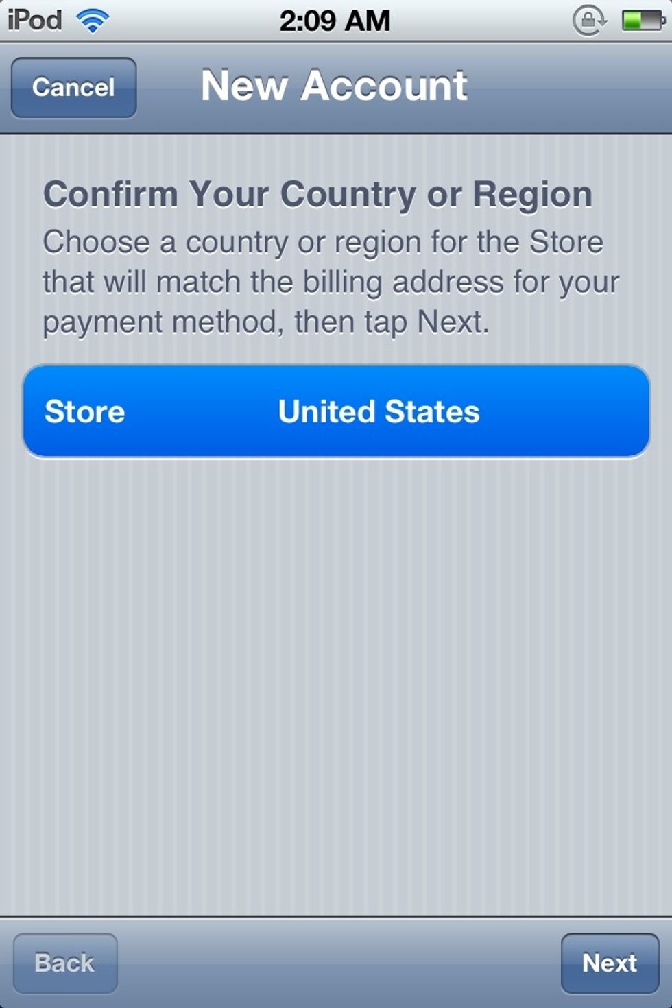 Choose your country in the "Store" tab.