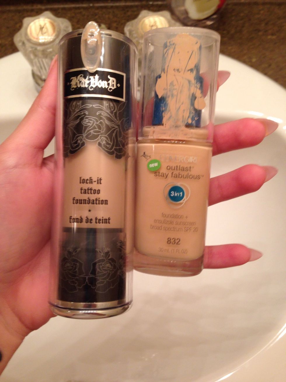 Choose your foundation. I mix these two to get the color I want.